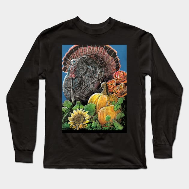 Turkey in the Pumpkin Patch Long Sleeve T-Shirt by SunnyDaysNH